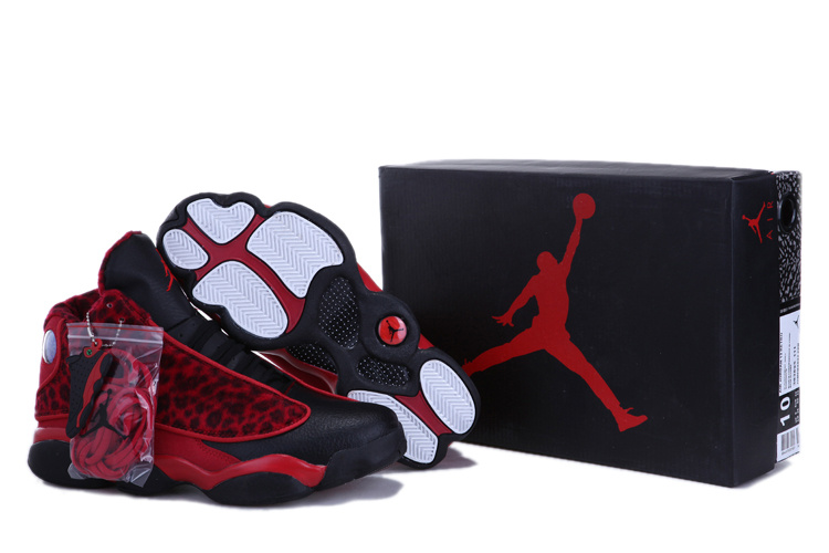 2013 Air Jordan 13 Leopard Print Black Red Shoes