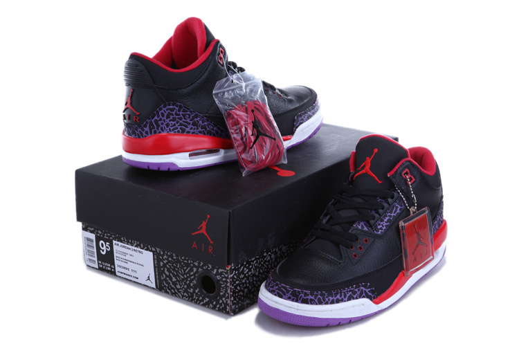 New Air Jordan 3 Black Red White Shoes