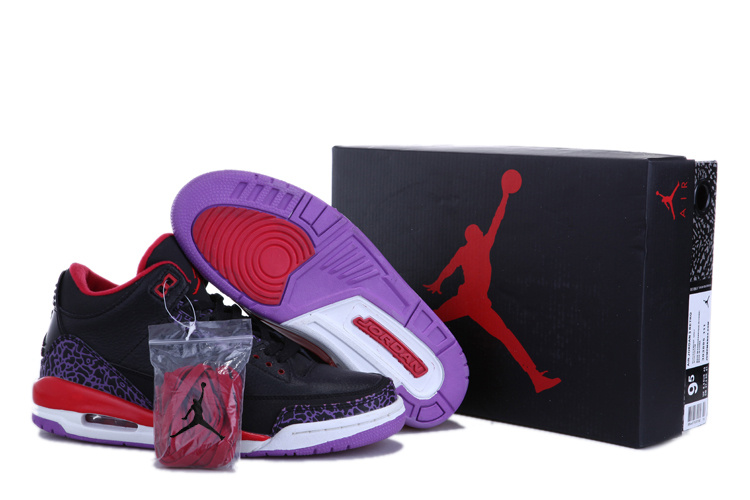New Air Jordan 3 Black Red White Shoes - Click Image to Close