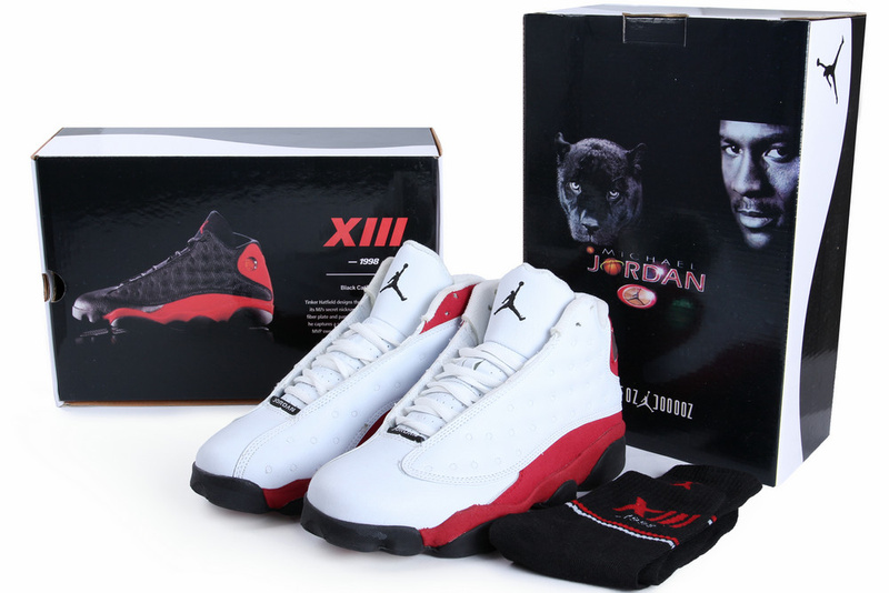 2013 Hardcover Air Jordan 13 White Red Black Shoes