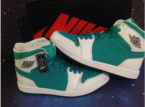 2014 Air Jordan 1 Retro Green White Shoes - Click Image to Close