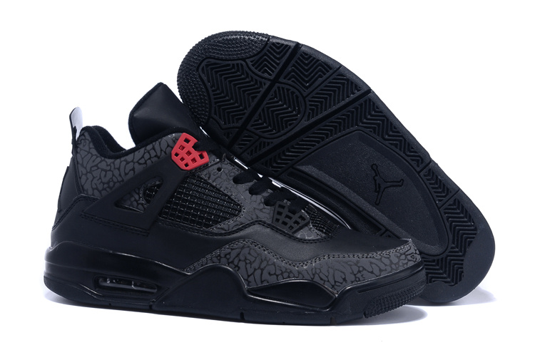 2015 Air Jordan 4 Follow Print Black Red Shoes