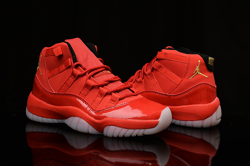 2015 New Air Jordan 11 Shoes Hot Red Yellow Logo - Click Image to Close