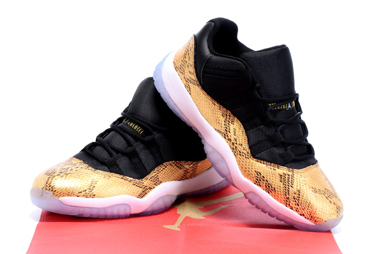 Air Jordan 11 Shoes Black Gold Snakeskin - Click Image to Close