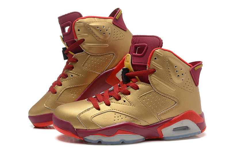 Air Jordan 6 Shoes Gold Red