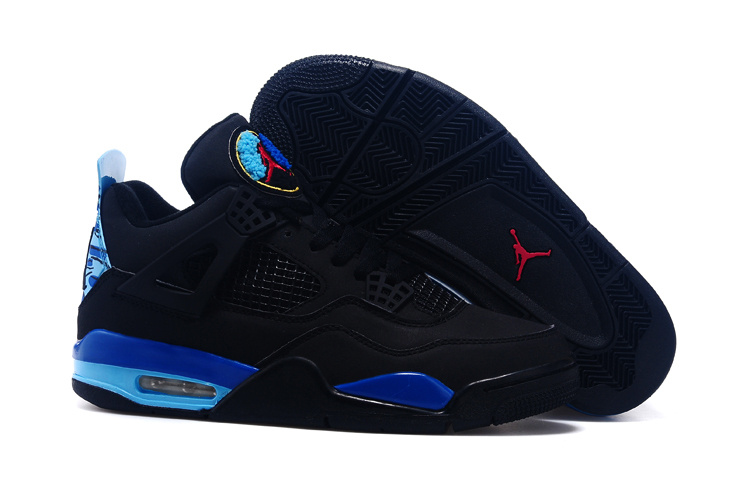 New Air Jordan 4 And 8 Black Blue Red Shoes