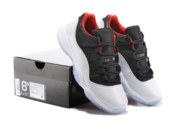 2015 Air Jordan 11 Low Black White Red Lover Shoes - Click Image to Close