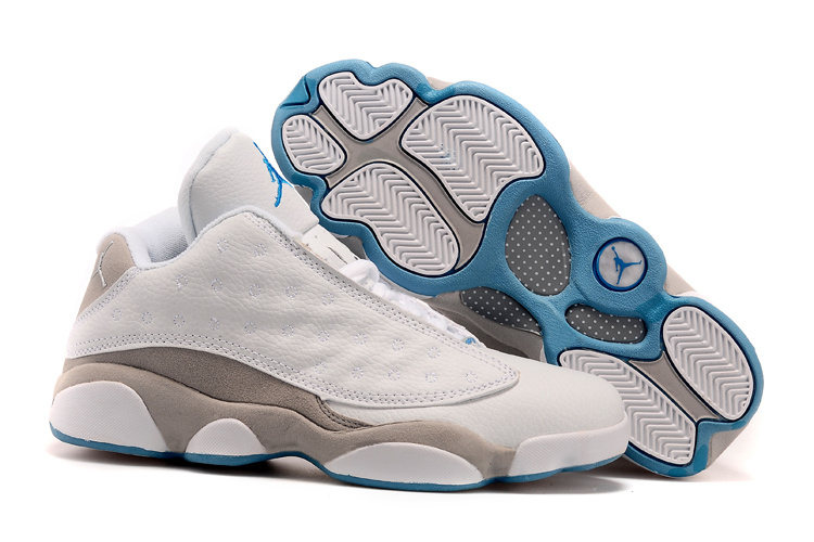 2015 Air Jordan 13 Low White Grey Blue Shoes