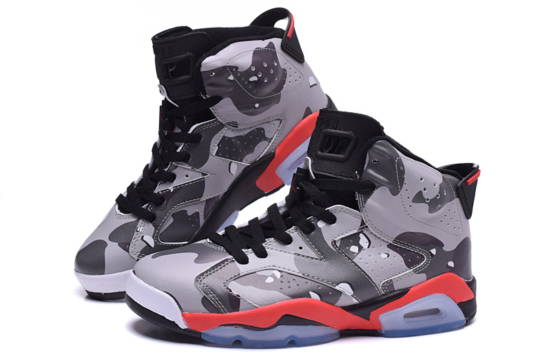 2015 Air Jordan 6 Lover Army Grey Red Black Shoes