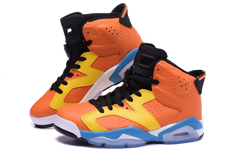 2015 Air Jordan 6 OG Orange Yellow Blue Shoes - Click Image to Close