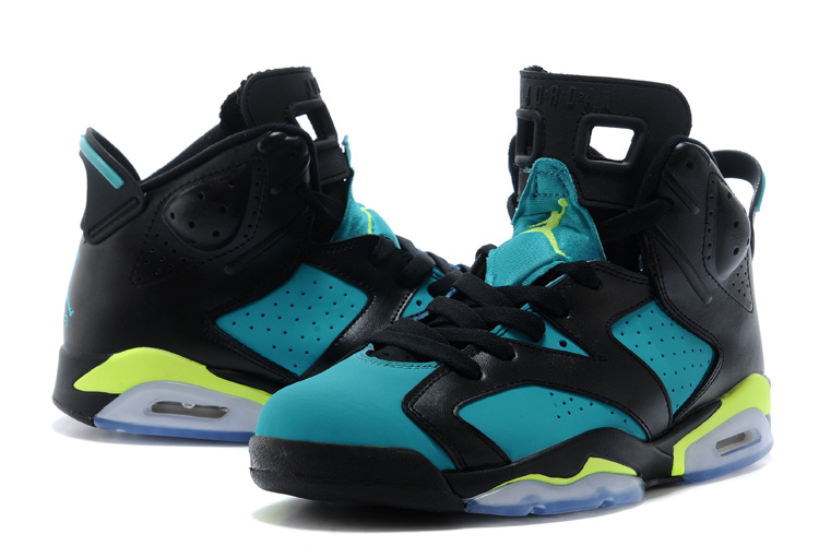 2015 Air Jordan 6 Retro Black Blue Fluorscent Shoes - Click Image to Close