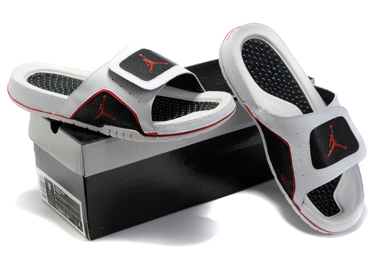 Air Jordan Hydro 5 White Black Red Sandal - Click Image to Close