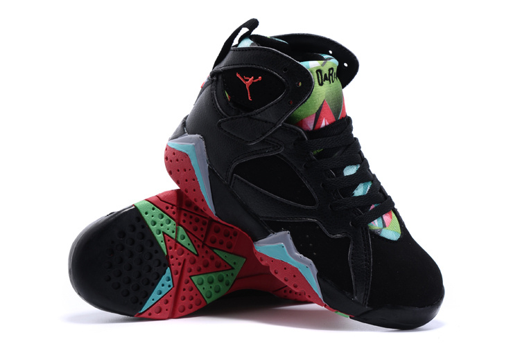 New Air Jordan 7 Retro Black Green Red Kids Shoes