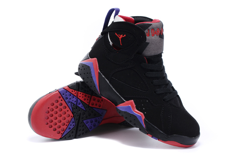 New Air Jordan 7 Retro Black Purple Red Kids Shoes