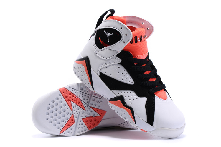 New Air Jordan 7 Retro White Black Red Kids Shoes