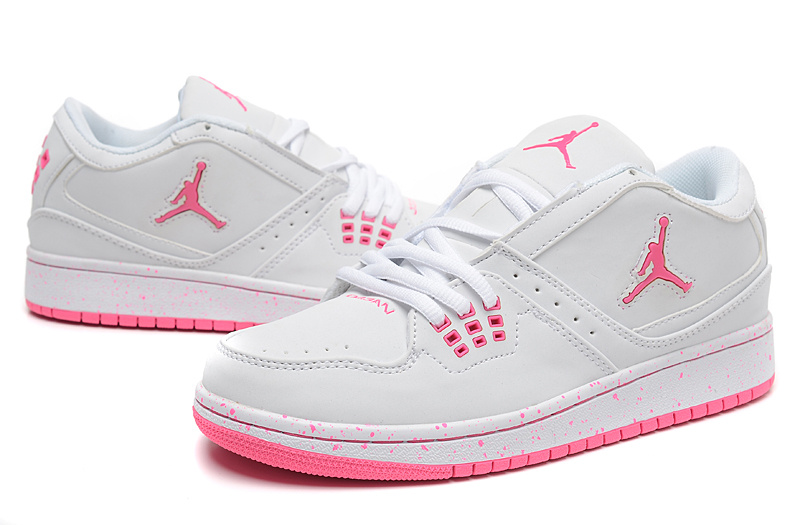 2015 Air Jordan 1 Flight Low White Pink Shoes