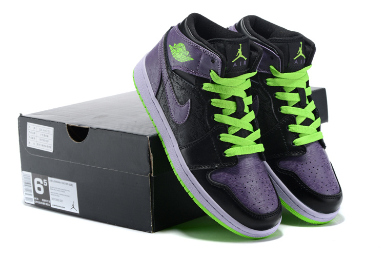 2015 Air Jordan 1 Retro Purple Black Green Shoes