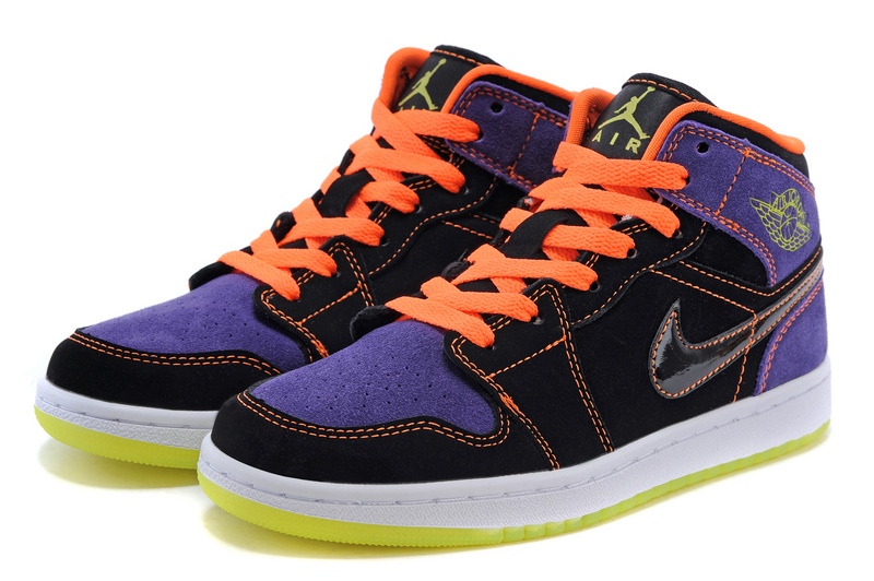 2015 Air Jordan 1 Retro Purple Black Orange Shoes