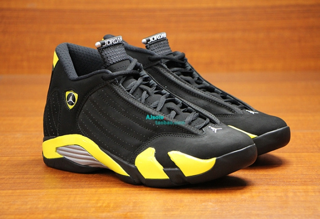 2015 Air Jordan 14 Retro Black Yellow Shoes - Click Image to Close