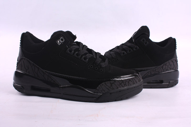 2015 Air Jordan 3 Retro All Black Lover Shoes