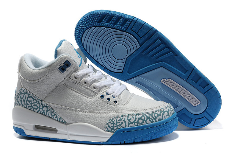 2015 Air Jordan 3 Retro Grey Blue Women Shoes - Click Image to Close