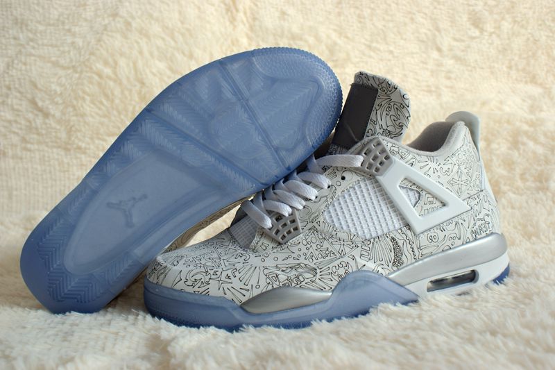 2015 Air Jordan 4 Retro White Silver Shoes - Click Image to Close