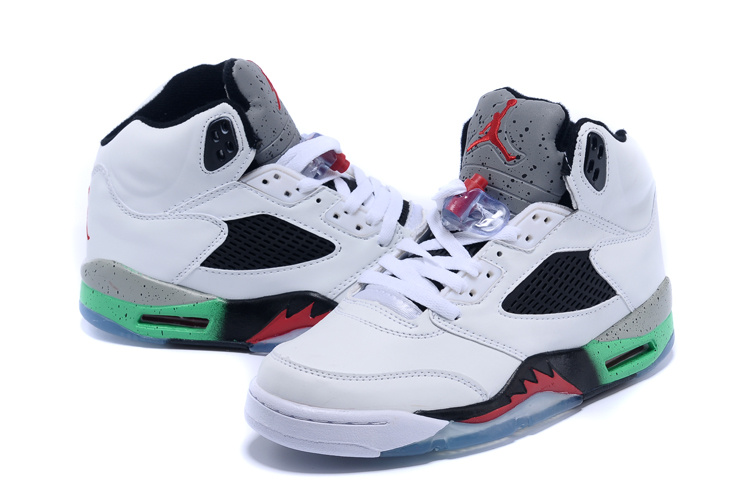 2015 Air Jordan 5 Retro White Black Red Green Shoes - Click Image to Close