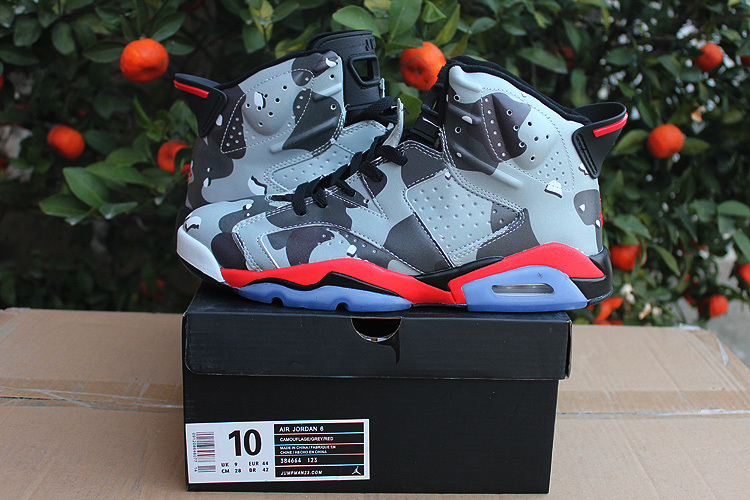 2015 Air Jordan 6 Retro Grey Black Red Shoes - Click Image to Close