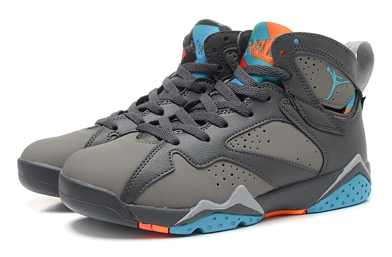 2015 Air Jordan 7 Retro Grey Black Blue Shoes - Click Image to Close