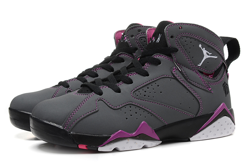 2015 Air Jordan 7 Retro Grey Black Purple Women Shoes