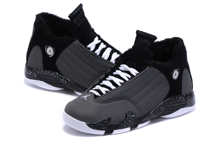 New Air Jordan 14 Shoes Wool Black Grey - Click Image to Close