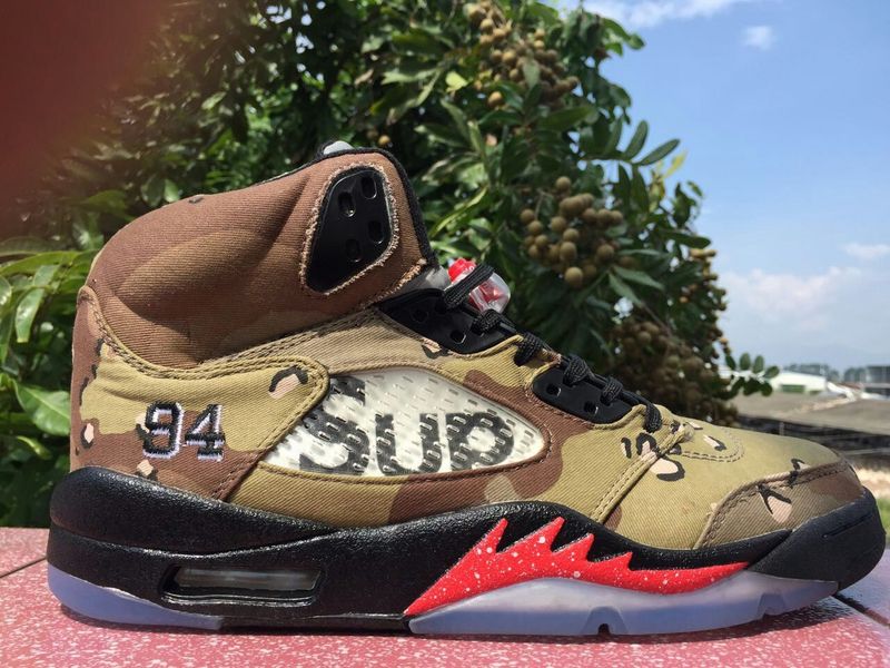 The Supreme Air Jordan 5 Shoes Desert Camo - Click Image to Close