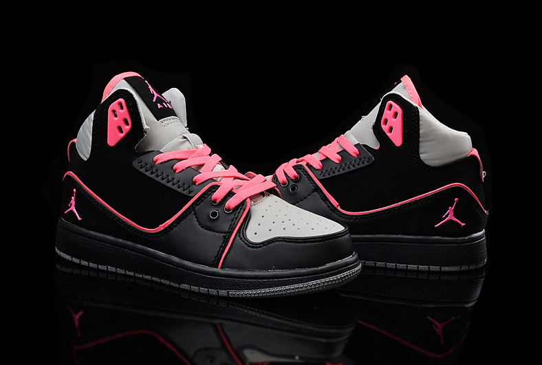 2015 Air Jordan 1 Flight 2 Black Grey Red Women Shoes - Click Image to Close