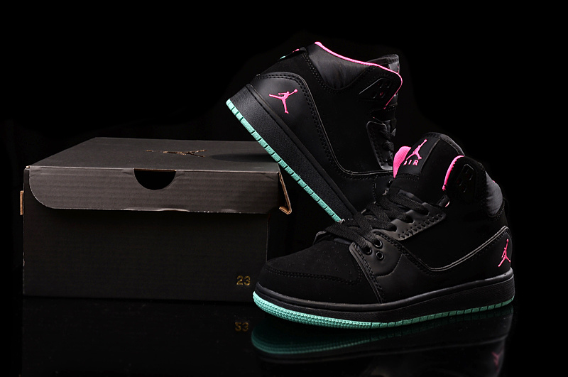 2015 Air Jordan 1 Flight 2 Black Pink Green Women Shoes