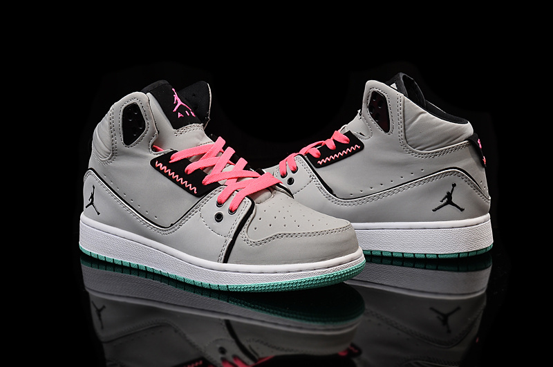 2015 Air Jordan 1 Flight 2 Grey Pink Black Women Shoes - Click Image to Close