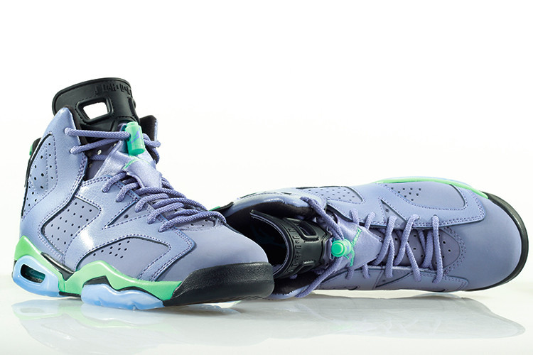 2015 Air Jordan 6 Light Purple Green Black Women Shoes