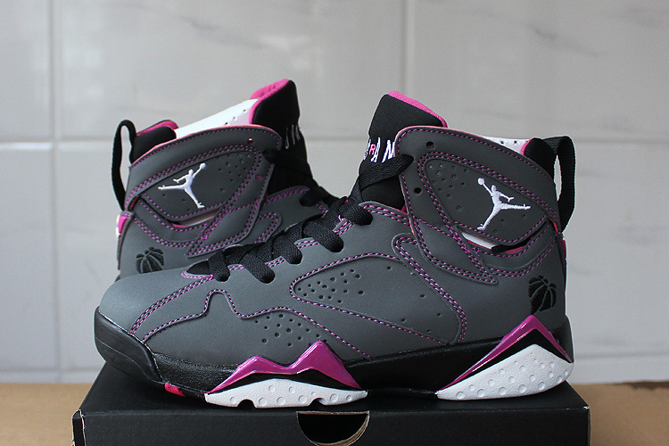 New Air Jordan 7 Grey Purple Black Women Shoes