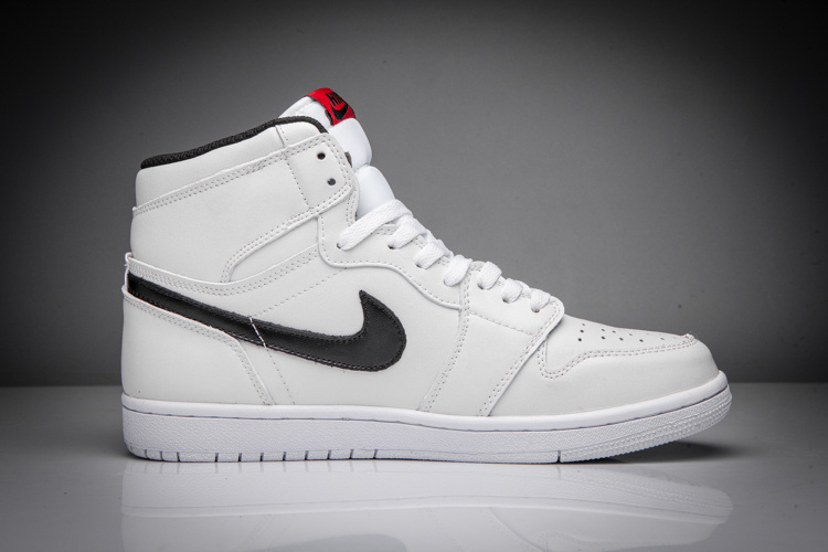 2016 Air Jordan 1 All White Black Swoosh Shoes