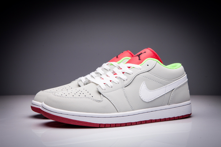 2016 Air Jordan 1 Low Hare Grey White Red Lover Shoes