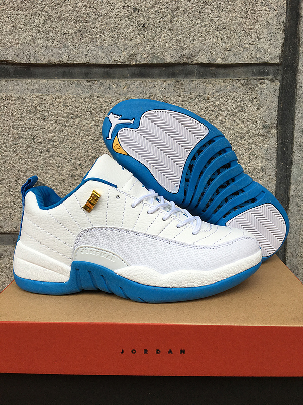 2016 Air Jordan 12 Women White Blue Shoes