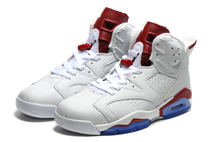 2016 Air Jordan 6 White Wine Red Blue Sole Shoes - Click Image to Close