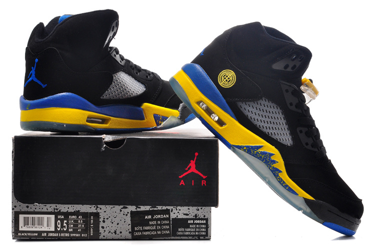 2016 Classic Air Jordan 5 Retro Black Fire Yellow Shoes