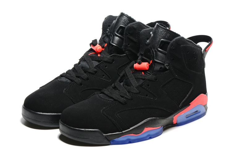 2016 Classic Air Jordan 6 Black Red Blue Sole Shoes - Click Image to Close