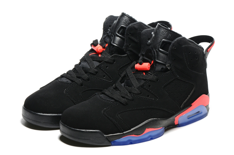 2016 Classic Air Jordan 6 Black Red Blue Sole Shoes