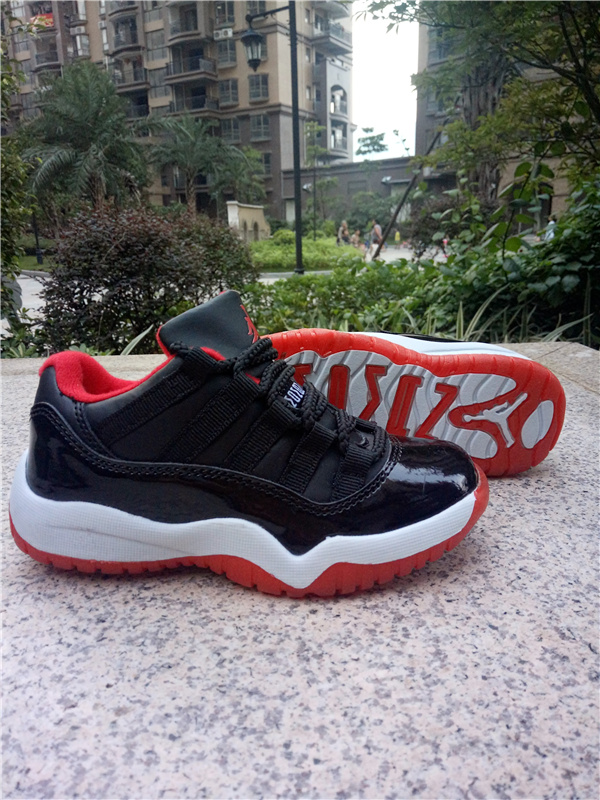 2016 Classic Air Jordan 11 Low Black Red White Shoes For Kids