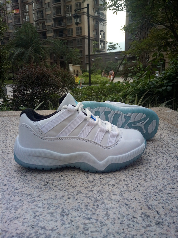 2016 Classic Air Jordan 11 Low White Baby Blue Shoes For Kids - Click Image to Close