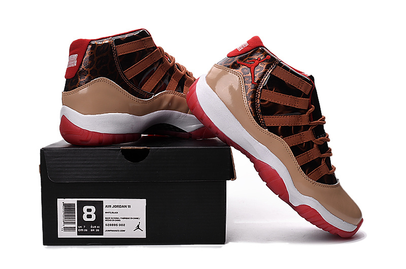 2016 Classic Air Jordan 11 Retro Brown Black White Red Shoes - Click Image to Close