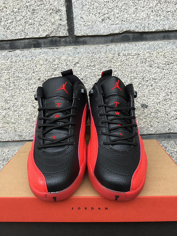 2016 Classic Air Jordan 12 Low Flu Game Black Red Shoes - Click Image to Close