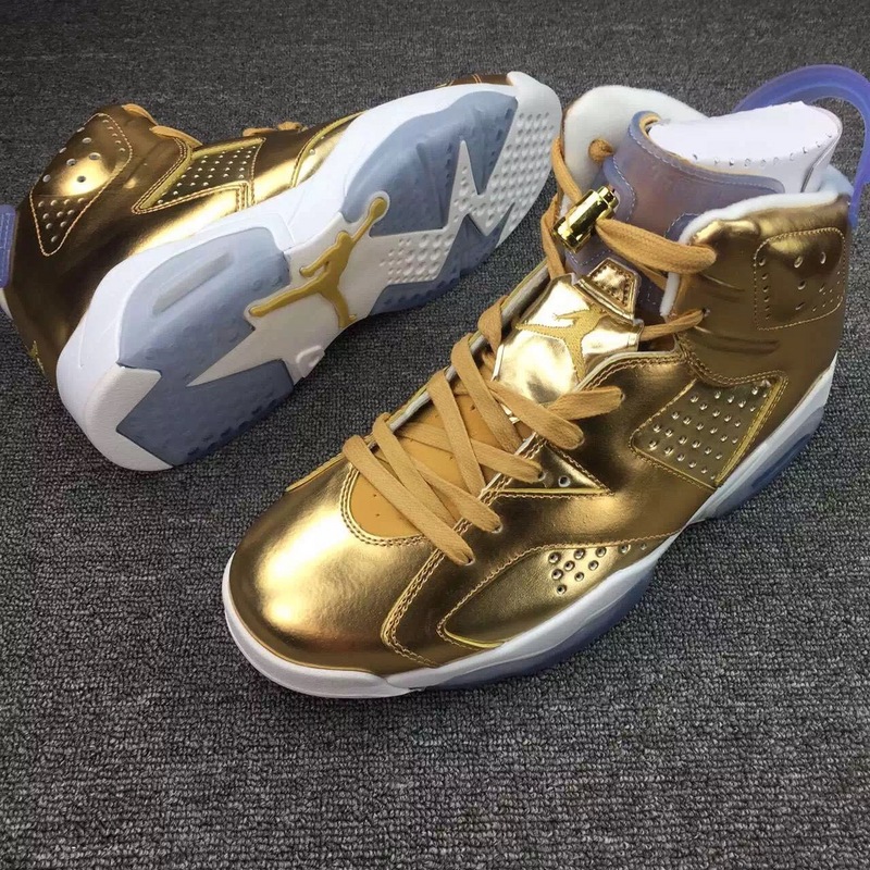 2016 Classic Air Jordan 6 Spizike Lee Gold White Shoes