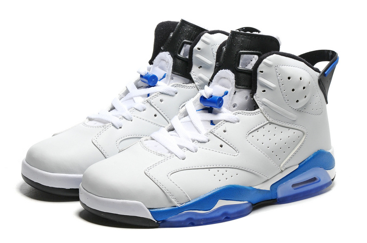 2016 Classic Air Jordan 6 White Blue Sole Shoes